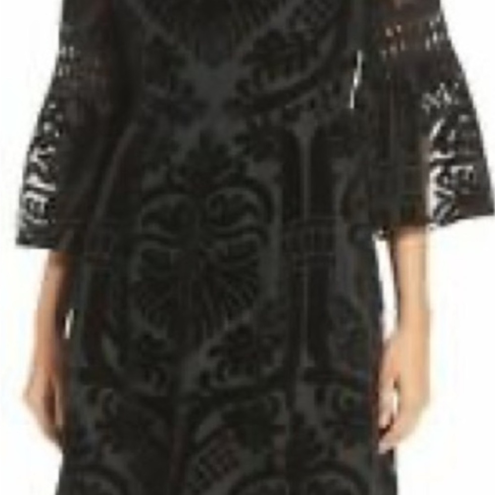 Eliza J Black A-line Bell Sleeve Cocktail Dress